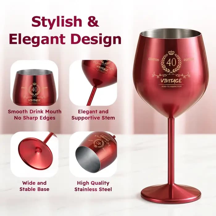 Gobelet en acier inoxydable de 500 ml, verre à vin rouge pour anniversaire, incassable, 30e, 40e, 50e anniversaire, célébration, cadeaux de la Saint-Valentin
