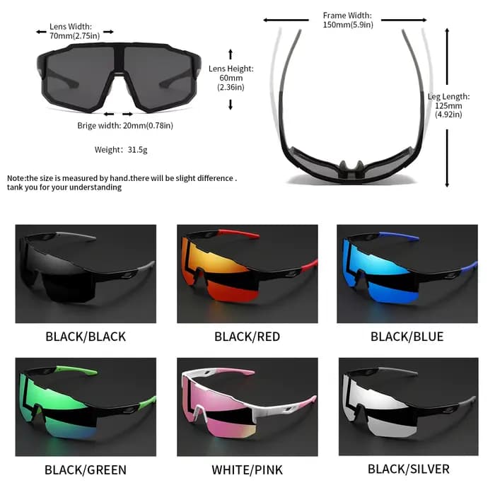 Lunettes de soleil de sport colorées surdimensionnées – Conception enveloppante