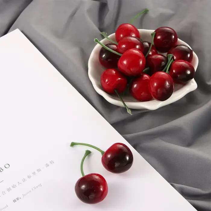 Accessoires de photographie, Ornement de fruits, Mini cerises artificielles réalistes, Modèle de fruits, Cerises rouges, Faux cerises