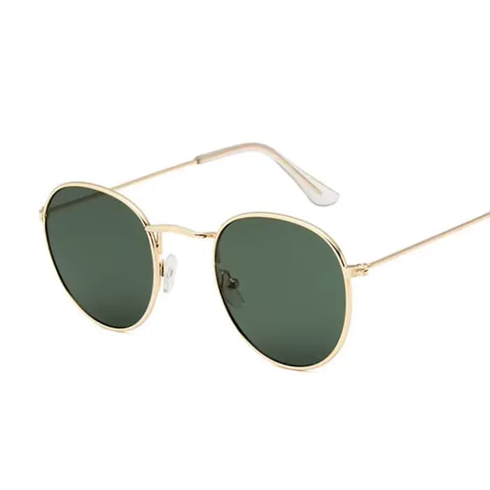 Lunettes de soleil rondes classiques Femme marque de mode Designer miroir en métal
