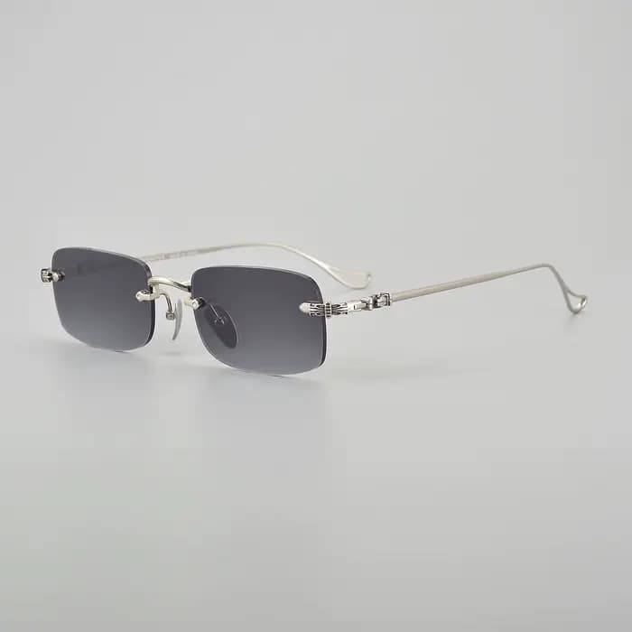 Lunettes de soleil carrées sans monture en titane pour hommes et femmes