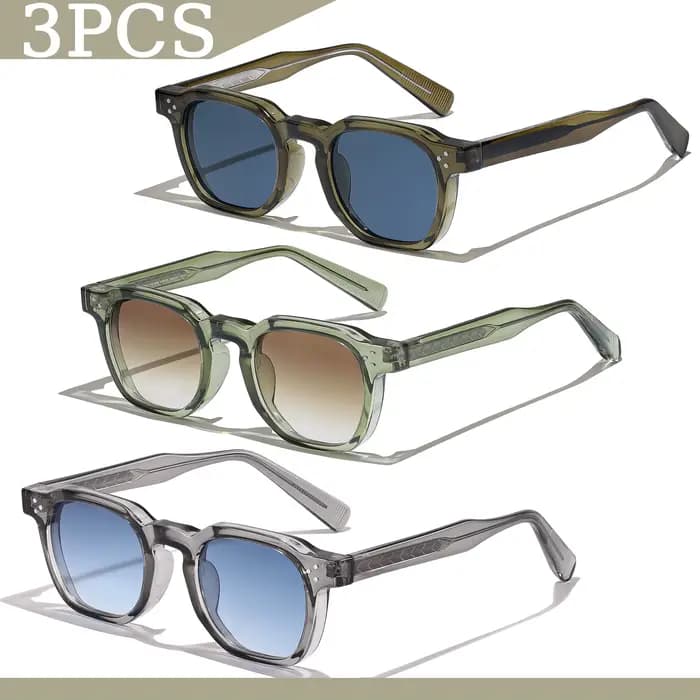 1/2/3 pièces en gros nouveau carré rétro lunettes De Soleil hommes mode Punk