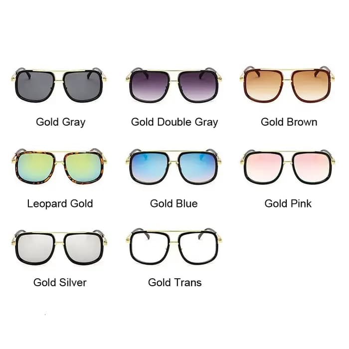 Classique marque concepteur plat haut miroir lunettes de soleil carré or mâle femme Superstar surdimensionné hommes