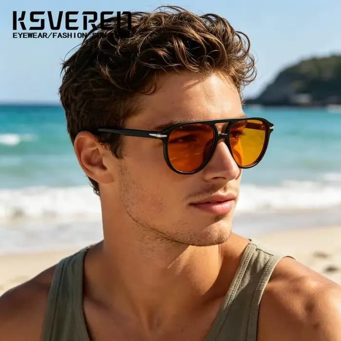 Lunettes de soleil de créateur à double pont avec verres orange pour hommes et femmes