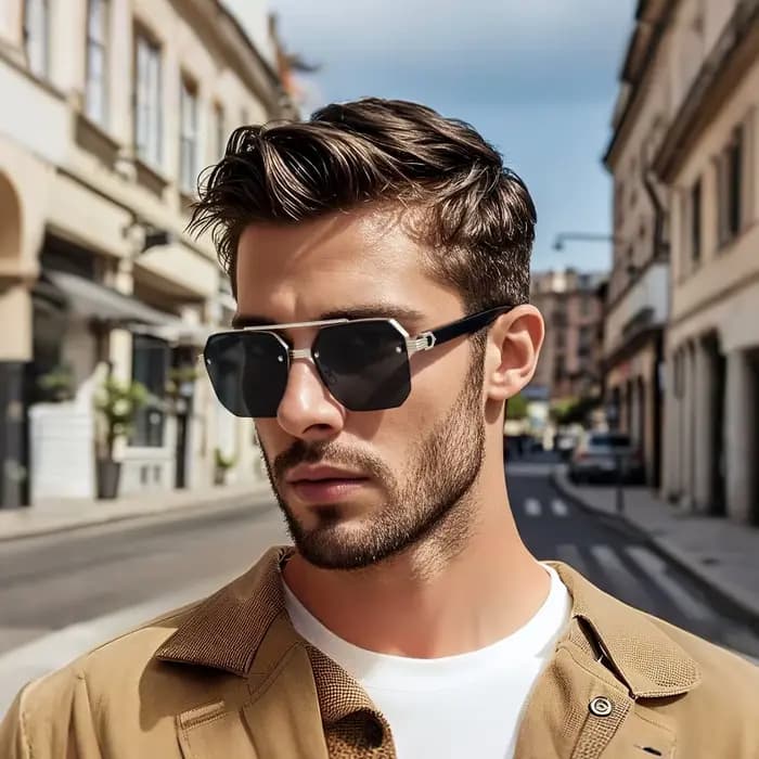 Lunettes de soleil en métal pour hommes