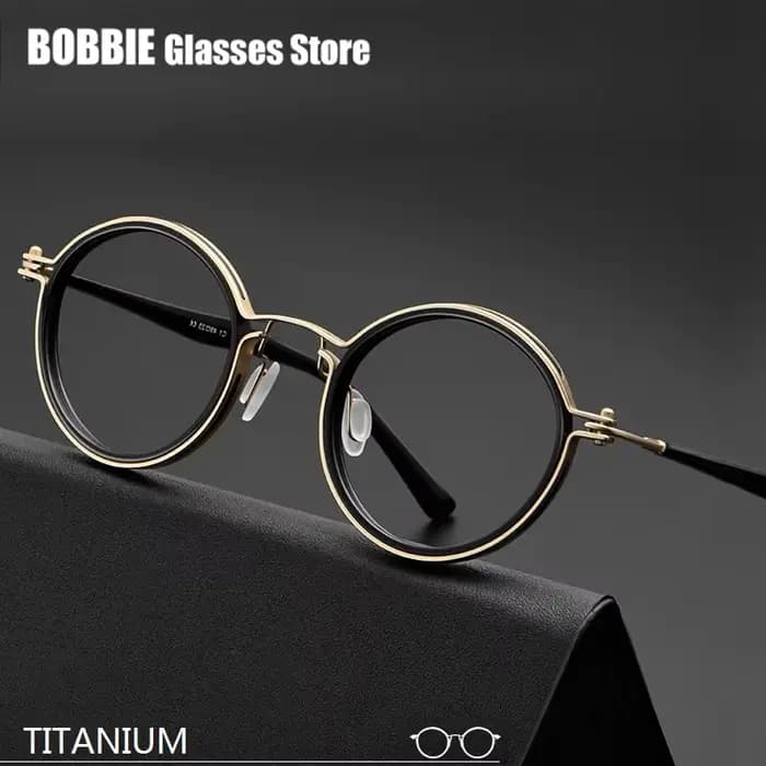 Lunettes rondes ultralégères en acétate de titane faites à la main