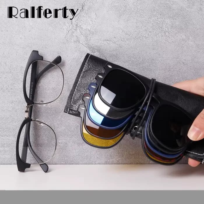 Ralferty aimant lunettes de soleil hommes femmes 2025 marque de luxe mâle polarisé UV400 haute qualité 5 en 1 Clip sur