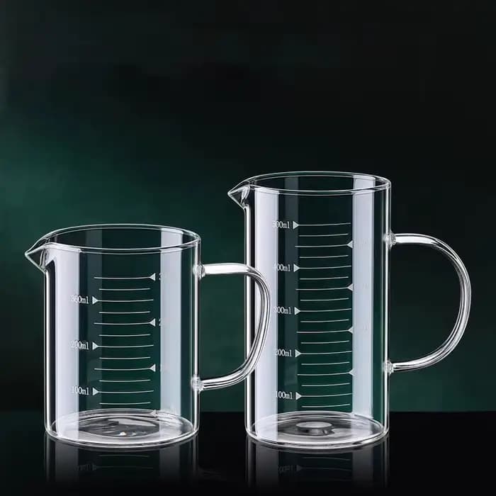 Tasse à mesurer en verre avec poignée, bécher de laboratoire résistant à la chaleur, tasse à mesurer pour café au lait de cuisine, 1/2 pièces, 250/350/500/1000ml