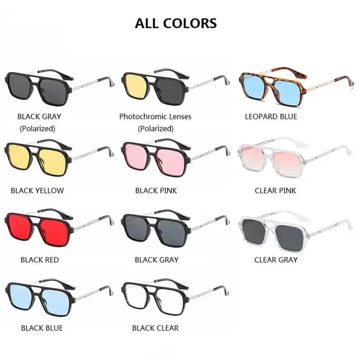 Lunettes de soleil rétro à double pont pour homme et femme