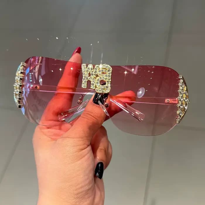 Lunettes de soleil de luxe y2k sans monture pour femmes