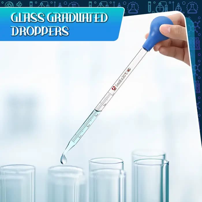 Pipent compte-gouttes graduée en verre avec gros chapeaux en caoutchouc, pipent de laboratoire, liquide, 20 cm, 16 pièces, 5 ml, 10 ml
