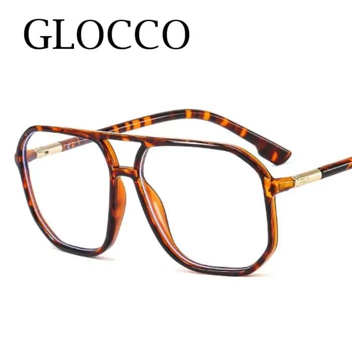 Ins mode polygone grand cadre Anti lumière bleue lunettes femmes hommes simplicité Double pont