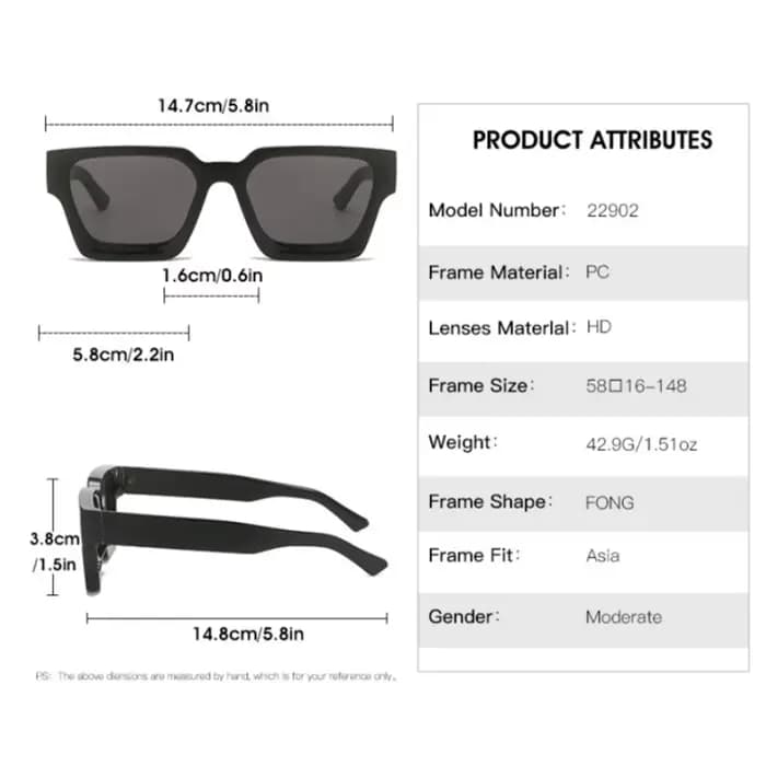 Lunettes de soleil carrées rétro Orange pour femmes et hommes