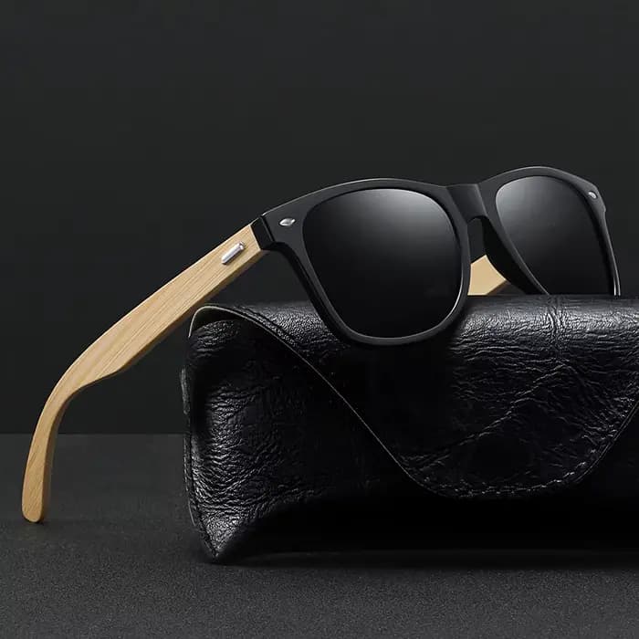 Lunettes de soleil carrées Vintage en bois de bambou pour hommes et femmes
