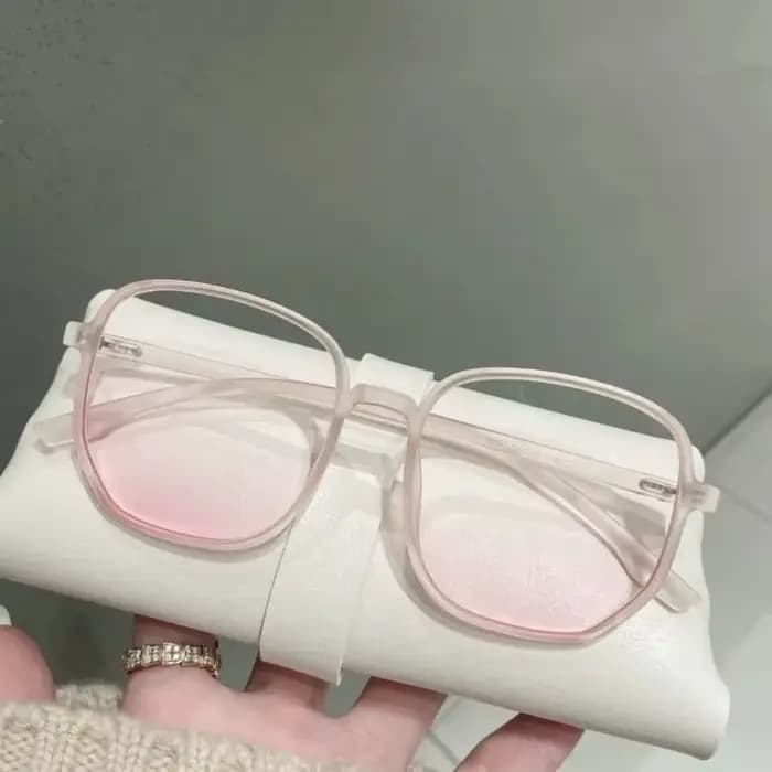 Lunettes surdimensionnées en poudre rose avec blocage de la lumière bleue