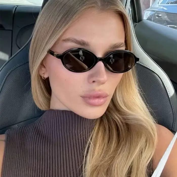 Lunettes de soleil ovales pour femmes, lunettes de soleil à petit cadre noir, lunettes rétro pour femmes, verres clairs, lunettes pour dames, nouvelle marque de mode, ChimUV400