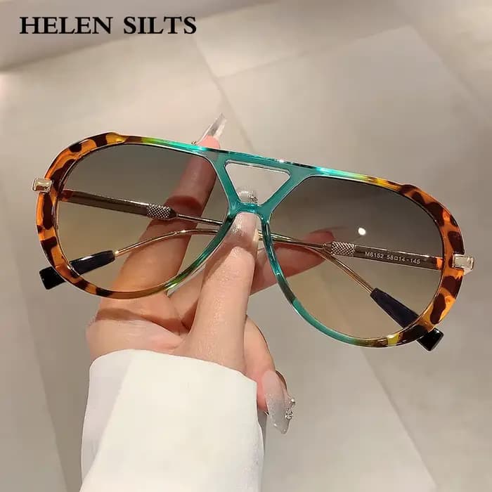 Lunettes de soleil ovales Vintage à Double pont UV400