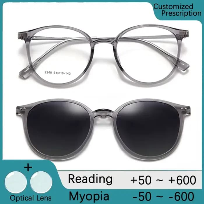 Clip magnétique sur lunettes cadre femmes conduite lentille optique polarisée avec recette