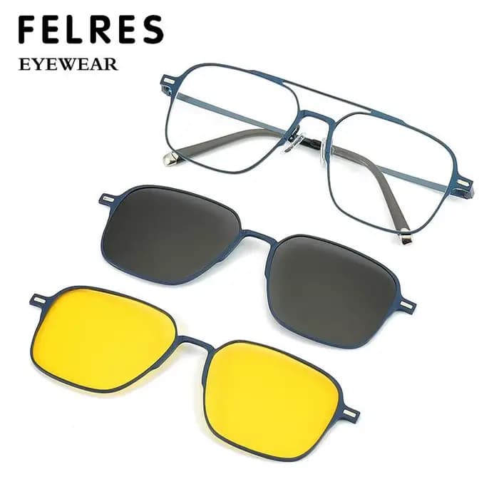 Lunettes de lecture polarisées 3 en 1 avec clip magnétique en métal pour hommes et femmes