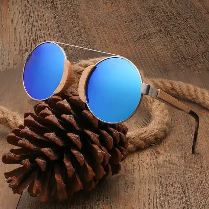 Lunettes de soleil rondes en bambou pour hommes et femmes