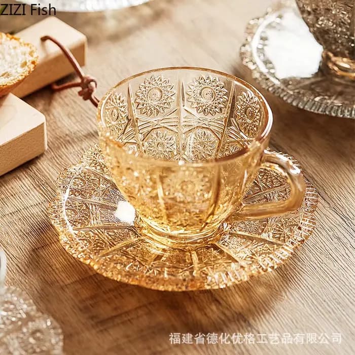 Ensemble de tasses à café en verre nordique pour les amateurs de thé, tasse à latte transparente, ensemble à boire domestique pour les instituts, restaurant de l'après-midi