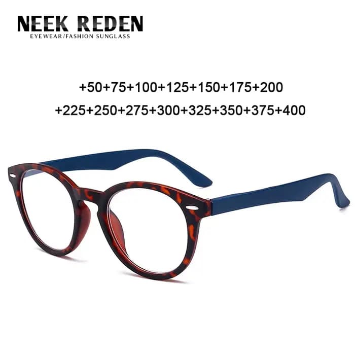 Lunettes de lecture rondes léopard bleu pour femmes et hommes
