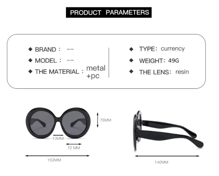 Lunettes de soleil rondes surdimensionnées pour femmes et hommes