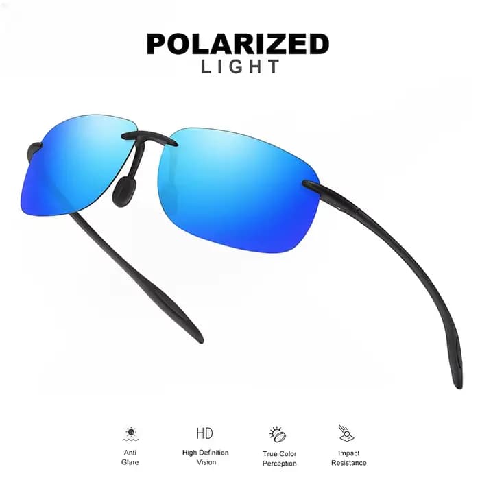 Lunettes de soleil aviateur polarisées sans cadre TR90 ultra légères 11 g – Flexibles et confortables unisexes pour la