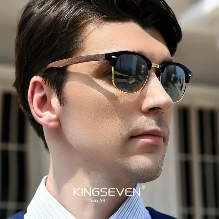KINGSEVEN – lunettes de soleil polarisées en bois de noyer noir pour hommes et femmes