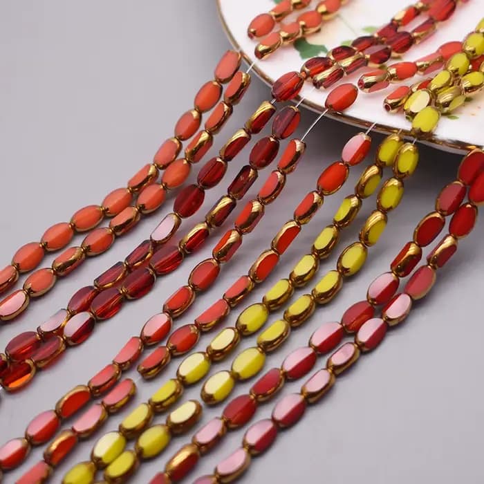 4x7mm 50 pcs/lot Briolette perles de verre ovales placage couleur or cristal verre perles d'espacement en vrac pour perles pour la fabrication de bijoux bricolage