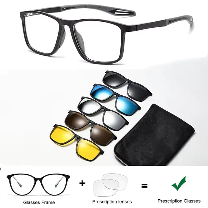 Lunettes de Prescription magnétiques à clipser 5 en 1 TR90