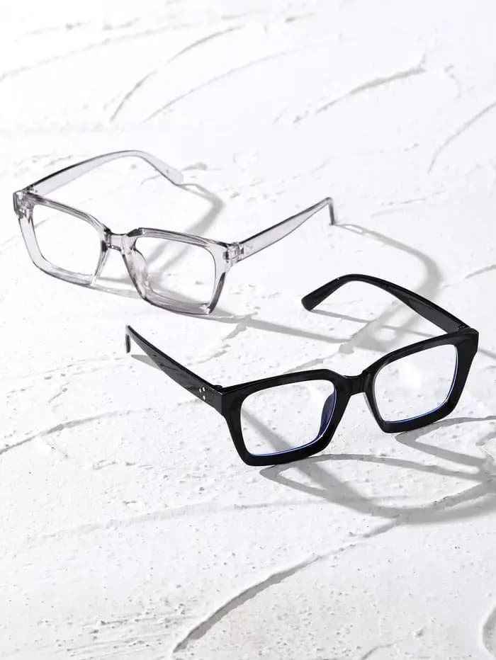 Lunettes transparentes à monture géométrique en plastique