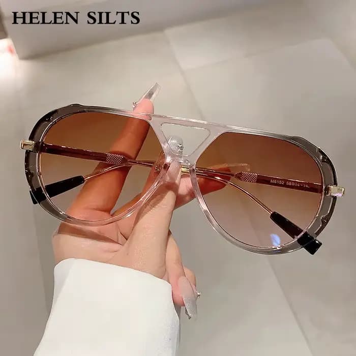 Lunettes de soleil ovales Vintage à Double pont UV400