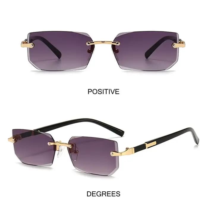 Lunettes de soleil rectangulaires sans monture pour hommes et femmes