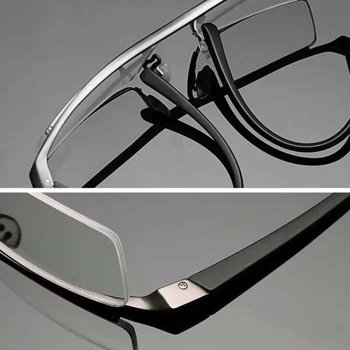 Monture de lunettes en titane pur pour hommes, avec Temple TR90 classique Business, myopie, demi-monture optique sans bords