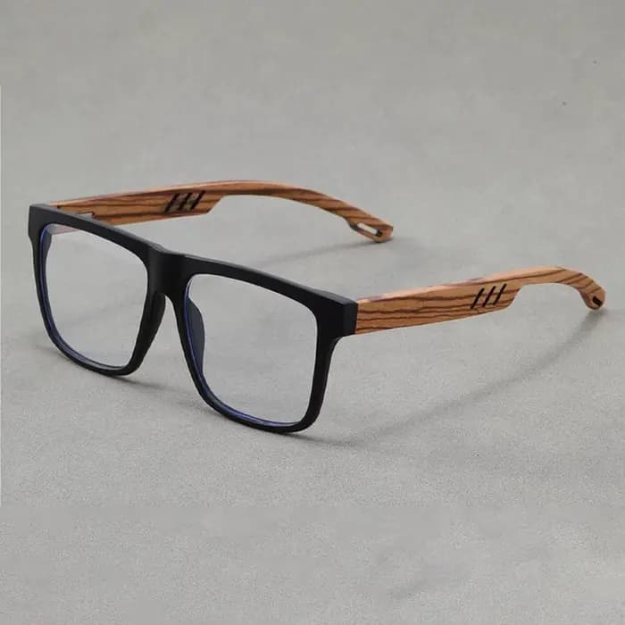 Montures de lunettes rétro carrées en acétate imitation bois pour hommes