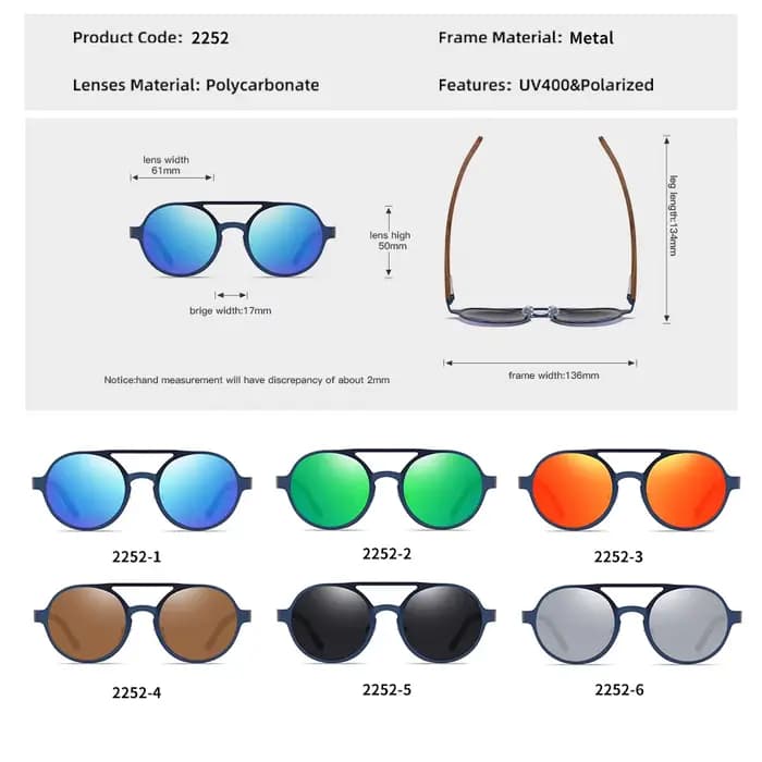 Lunettes de soleil classiques en bois et bambou