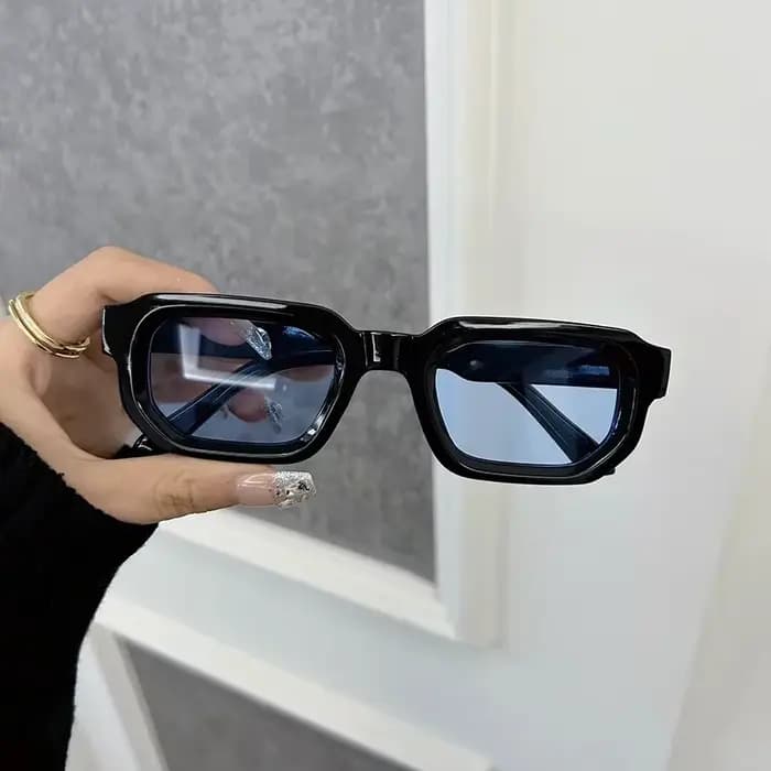 Luxueux Rectangle lunettes de soleil femmes hommes marque de mode concepteur décontracté