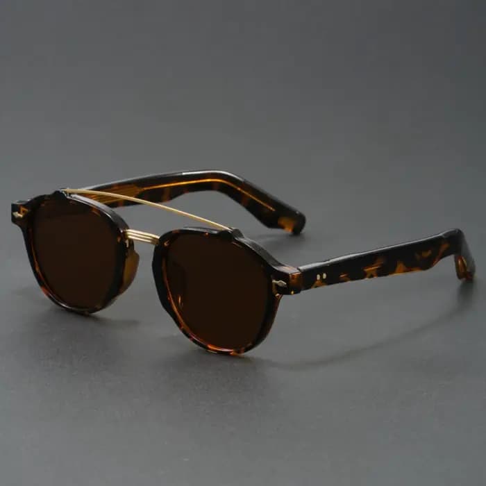 Lunettes de soleil rétro rondes à double pont unisexe