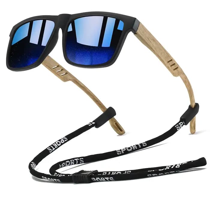 Lunettes de soleil carrées classiques avec chaîne