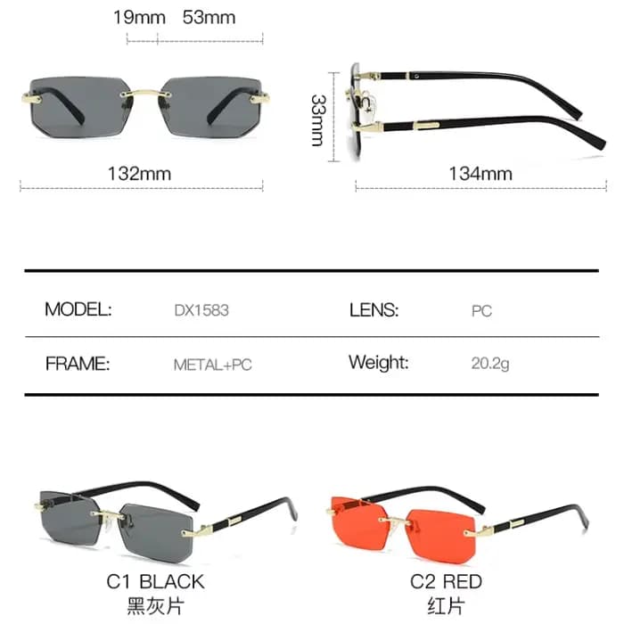 Lunettes de soleil rectangulaires sans bords
