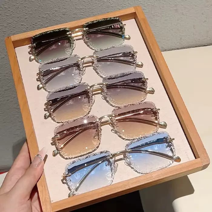 Lunettes de soleil carrées sans monture pour hommes