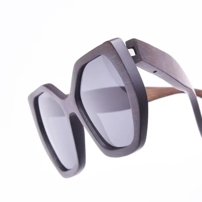 Lunettes de soleil Vintage hexagonales en bambou et bois