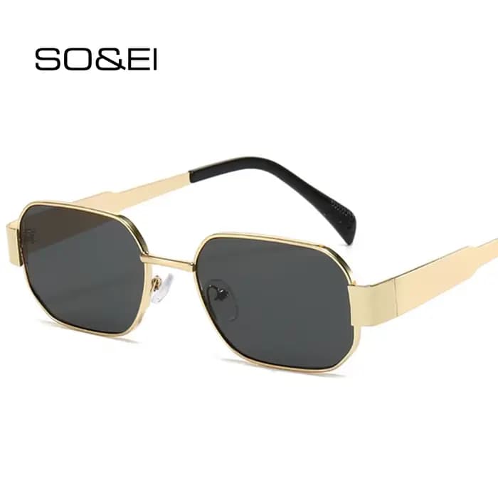 Buc& EI-Lunettes de soleil rétro à monture carrée en métal pour hommes et femmes