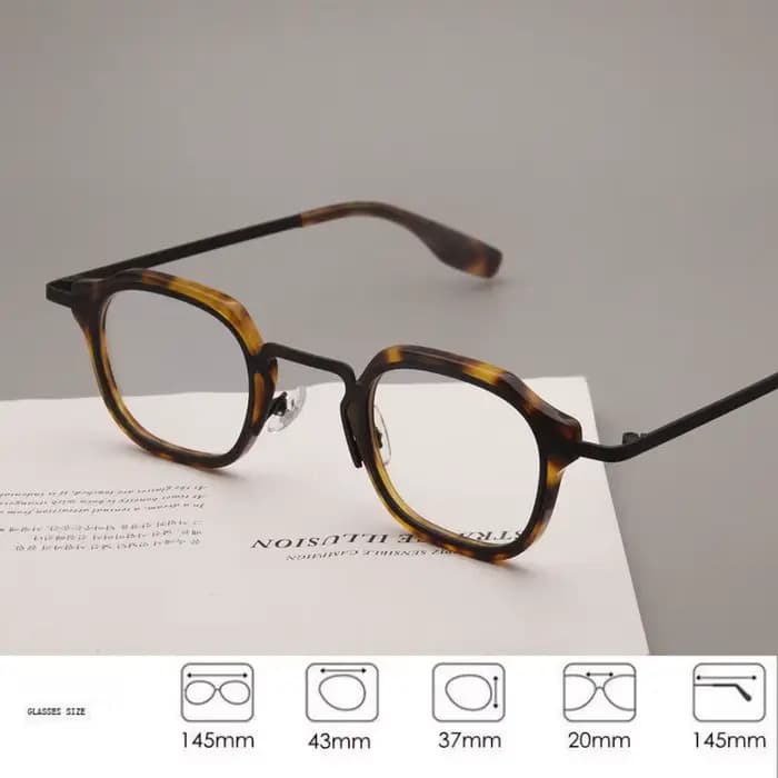 YCFoya Lunettes Rétro Homme Monture Acétate Écaille de Tortue Marque Tendance Style Affaires Femme
