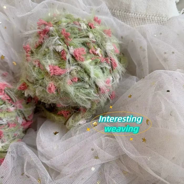 Fil à tricoter et à tisser vert style pastoral 100g, mélange artisanal fait main, pelote de laine DIY