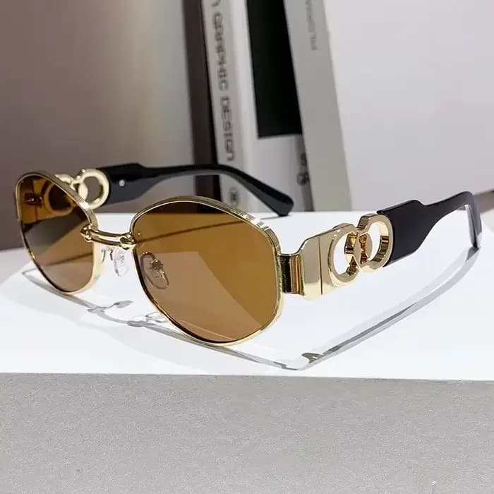Lunettes de soleil métalliques punk à grande monture