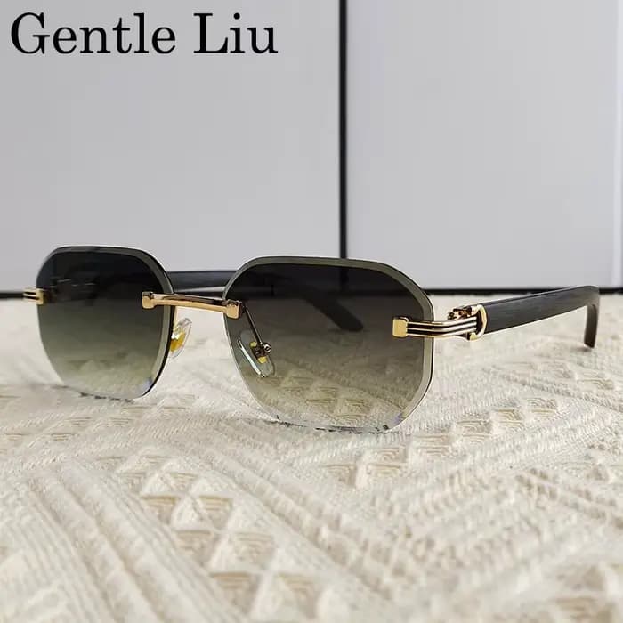Lunettes de soleil vintage carrées sans monture pour hommes 2026 – Marque de luxe tendance
