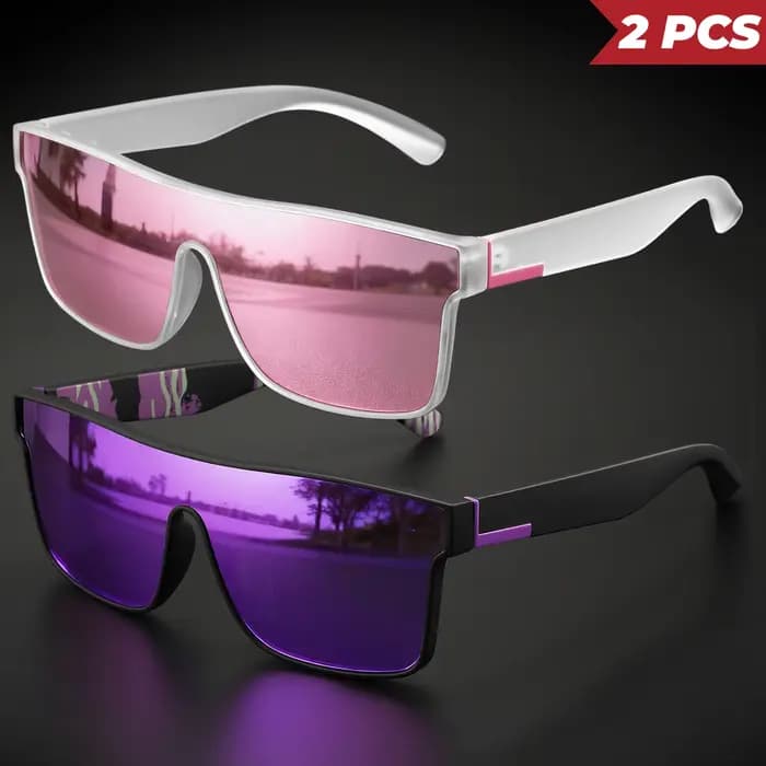 Lunettes de soleil de sport colorées classiques 2 pièces-lentille monobloc