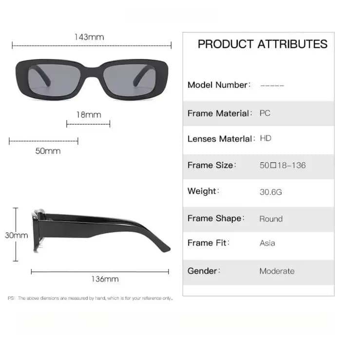 Lunettes de soleil carrées noires vintage pour femme